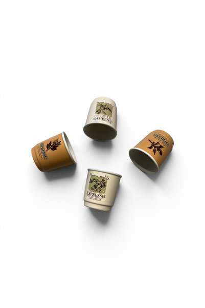 MİEN Art 4-Piece Espresso Cup 90Cc, Handleless Coffee Cup
