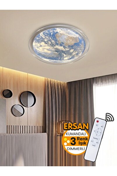 Ersan Avize Maşe Modern 40'lık Dünya Görünüm Kumandalı 3 Renk Modern Plofonye...