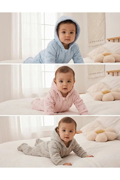 LOOFI Newborn Baby Romper Cotton Hooded Jumpsuit - Various Colors - Pink / 6-...