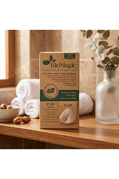 BIOMAGIC Vopsea de păr cu ulei de argan blond extra deschis, 11.21