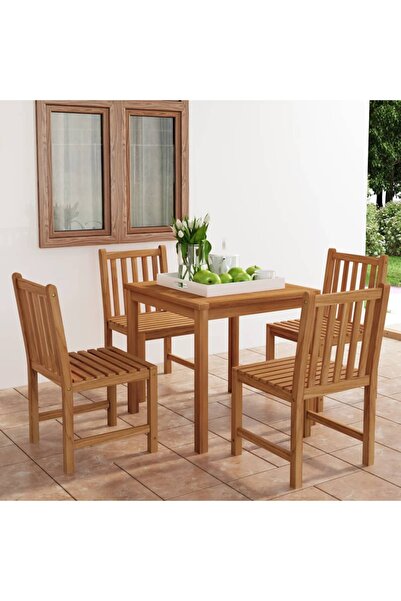 vidaxl Set de mobilier de gradina cu 5 piese, 80x80 cm, lemn masiv de tec