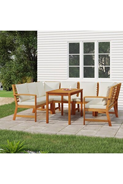 vidaxl Set mobilier de gradina cu perne, 7 piese, lemn masiv de acacia