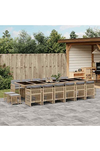 vidaxl Set mobilier gradina cu perne, 17 piese bej combinat poliratan