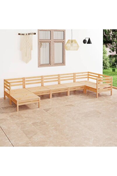 vidaxl Set mobilier de gradina, 7 piese, lemn masiv de pin