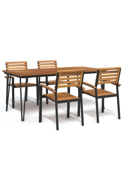 vidaxl Set mobilier de gradina, 5 piese, lemn masiv de acacia È™i metal