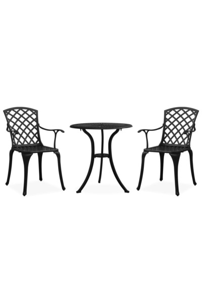vidaxl Set mobilier bistro, 3 piese, negru, aluminiu turnat