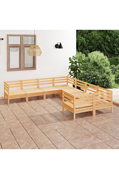 vidaxl Set mobilier de gradina, 8 piese, lemn masiv de pin