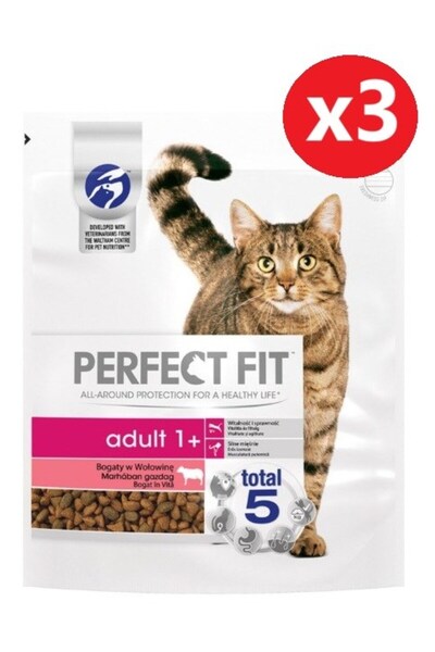 Perfect Fit Yetişkin Sığır Etli Kuru Kedi Maması 750 Gr*3 Adet