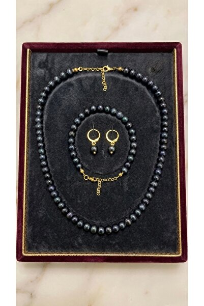 DURAN TAKI TASARIM Siyah İnci Set