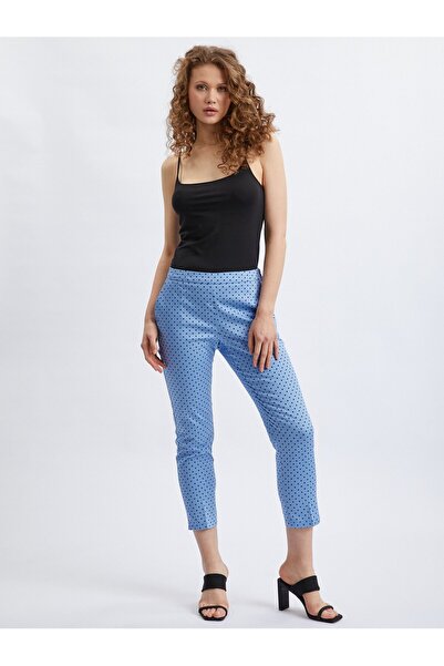 ORSAY Blue women's three-quarter polka dot trousers