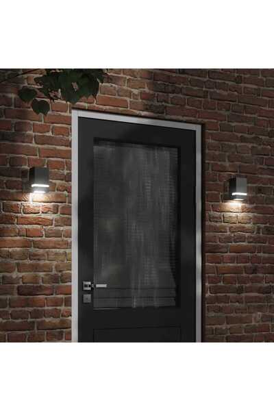 vidaxl Lampa exterioara de perete, negru, oÈ›el inoxidabil