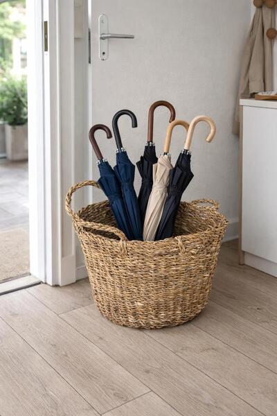 Bayev Medium Size Wicker Basket with Handle Newspaper Holder Umbrella Holder ...