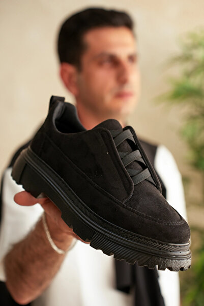 Zerenyus ZRK-703 Pantofi casual pentru bărbați, din piele intoarsa neagră, el...