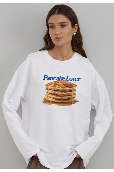 Jose Clothing White Printed Long Sleeve Cotton T-Shirt Suitable for Hijab