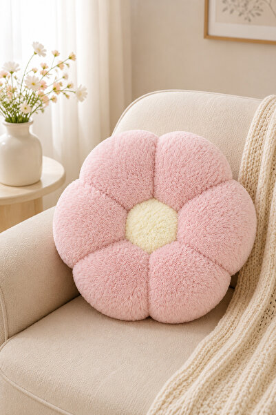 Pabtex Modern Tarzda Peluş Dekoratif Papatya Yastık – 40 cm Konforlu Kullanım