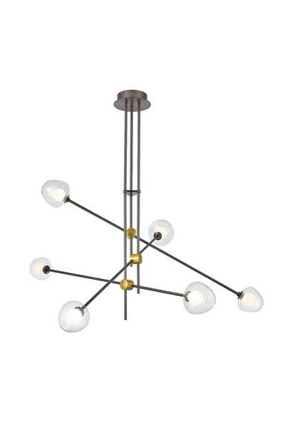 Italux Candelabru LED modern Romily cu 6 lumini, din aluminiu și sticlă sufla...