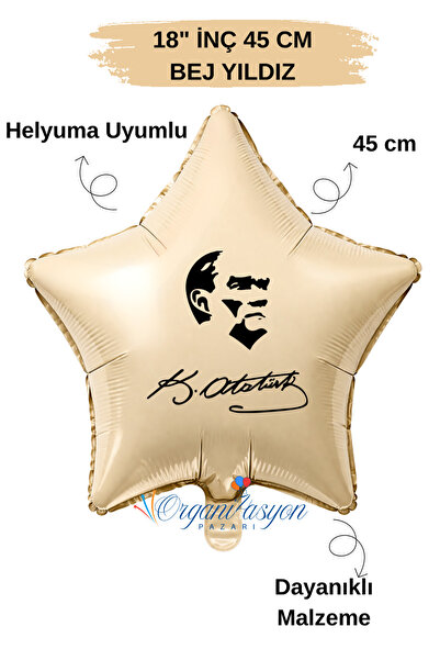 Organizasyon Pazarı 18 Inch Foil Balloon |   Ataturk Printed |   Ataturk's Si...
