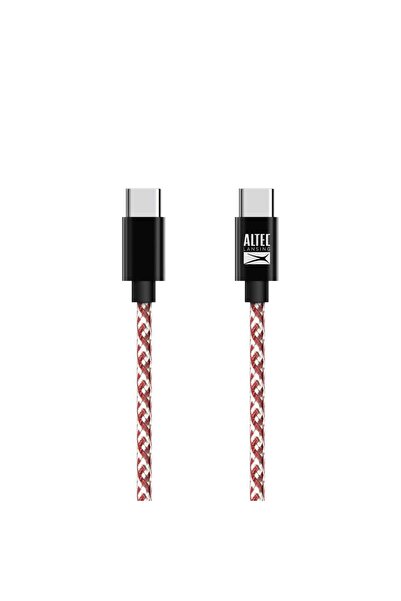 Altec Lansing كابل USB-C إلى USB-C مضفر بطول 1.2 متر، أحمر/أسود، AL-CC-6009