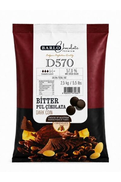 BARLO CHOCOLATE PREMİUM Bitter Pul Çikolata 2,5 Kg (%57) (Belçika Çikolatası ...