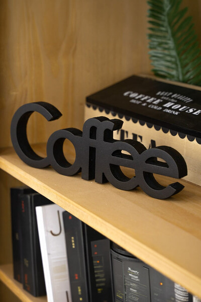 Kuzeylina Dekoratif Mat Siyah Coffee Yazısı - Kahve Köşesi Aksesuarı 18 cm