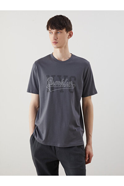 LC Waikiki Tricou bărbătesc cu guler rotund, imprimat Brooklyn, din jerseu, b...