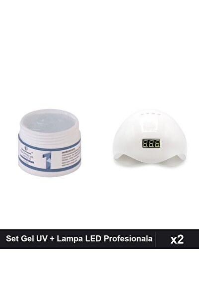 Makeup Set 2 Gel Constructie UV LED FSM 15g Transparent + Lampa SUN5 48W Prof...