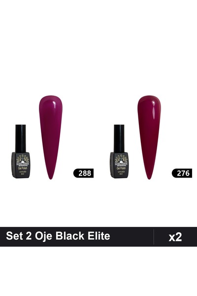 Makeup Set of 2 Semi-permanent Nail Polish Black Elite 8ml, Global Fashion, S...