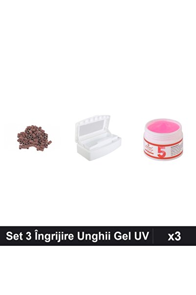Makeup Set 3 Îngrijire Unghii cu Gel Constructor UV LED 15g, Smirghel 180 și ...