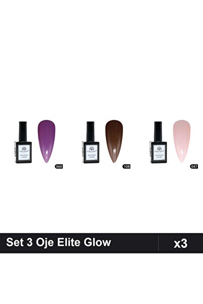 Makeup Set 3 Oje Semipermanente Global Fashion Elite Glow 15ml, Nuante 060 10...