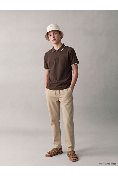 LC Waikiki Polo Neck Textured Boy's T-Shirt