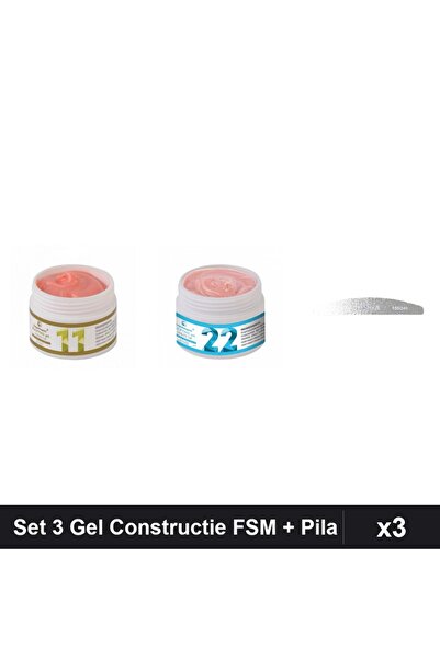 Makeup Set 3 Gel Constructie UV LED FSM 15g, Nuante 11 22, Pila Emma 150/240
