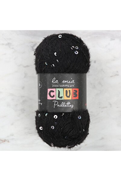 LA MİA YARNS La Mia Club Paillettes crna pređa za ručno pletenje - 606