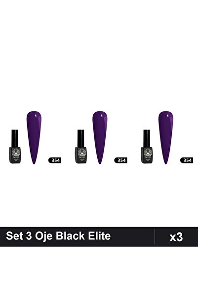 Makeup Set 3 Oje Semipermanente Black Elite 8ml, Global Fashion, Manichiură U...
