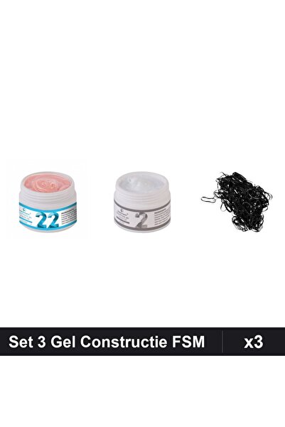 Makeup Set 3 Gel Constructie UV LED FSM 15g, Nuante 22 02, Elastice Par Negre
