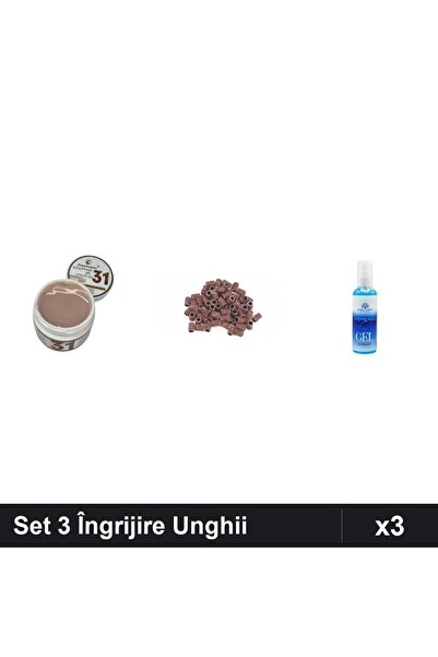 Makeup Set 3 Produse Manichiură - Gel Constructie UV LED 15g, Rezerve Smirghe...