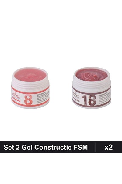 Makeup Set 2 Gel Constructie UV LED FSM 15g, Nuante 08 18, Builder Gel Manich...