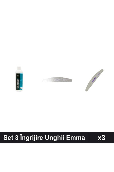 Makeup Set 3 Îngrijire Unghii Emma - Remover 500ml, Pila 100/120, Pila 150/240
