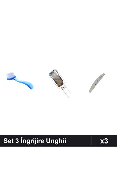 Makeup Set 3 Îngrijire Unghii - Perie Deprafuit Albastru, Razatoare Calcaie, ...
