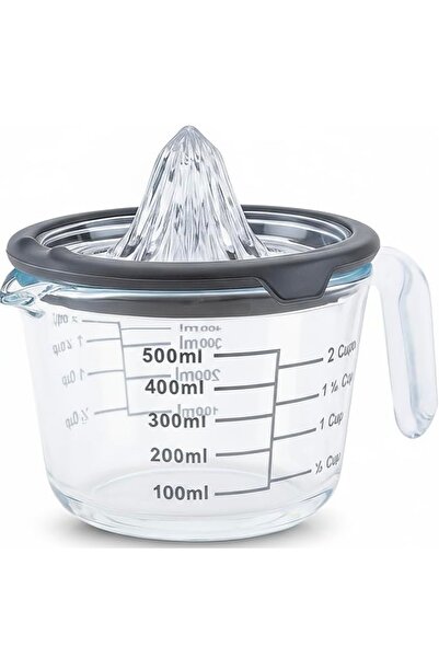 PUFO 500 ml glass measuring cup with handle and citrus juicer