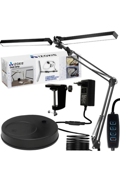 Izoxis Desk Lamp, 24W, 2 adjustable LED panels, 2200 lumens, black, 2-in-1 sy...
