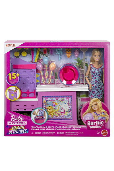 Barbie Set de joc Detectivul de pe plajă Misteriul, Stand de joacă și Păpușă ...
