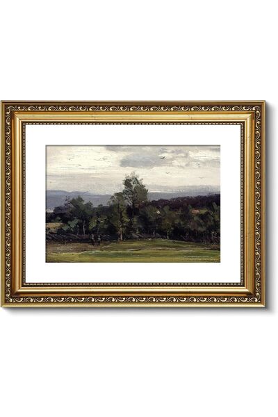ALAYRA International Premium Fields Landscape Retro Canvas Wall Art Gold Fram...