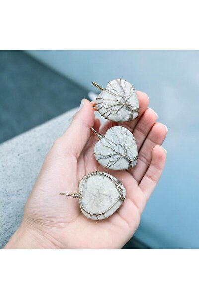 best bioenerji taş terapi Heart-Shaped Howlite Natural Stone Necklace – Elega...