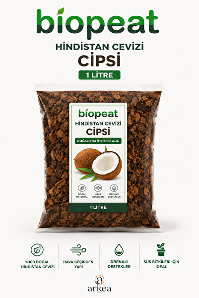 BioPeat Hindistan Cevizi Cipsi 1 Litre Coco Husk Orkide Saksı Bitkisi ve Tera...