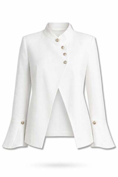 5in1Canpolat سترة ذات ياقة مستقيمة بأزرار ذهبية من إكرو 26Y445