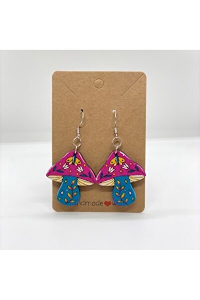OEM Handmade Mushroom earrings, painted on wood, hypoallergenic metal, specia...
