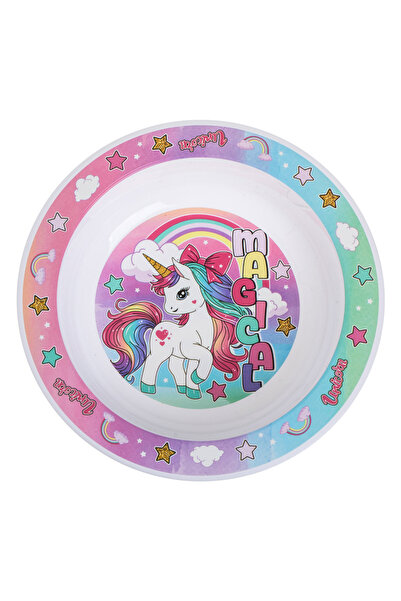 Zumzeria Bol de plastic cu model unicorn curcubeu Ø16cm