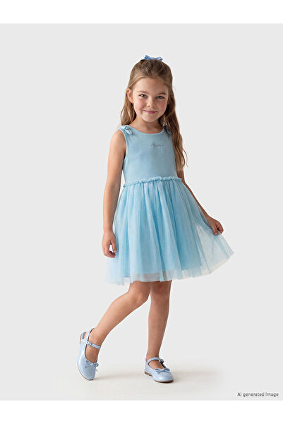 LC Waikiki Nevavm Girls' Tutu Dress with Bow Detail