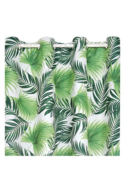 Zumzeria Perdea decorativă Ecru cu frunze tropicale și inele 140x260cm
