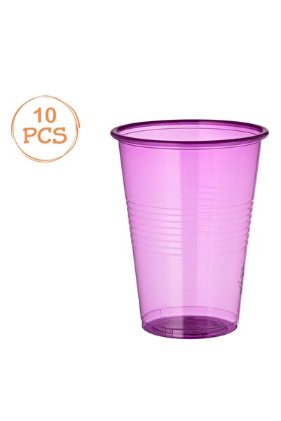 Zumzeria Set of 10 Transparent Purple Plastic Cups 480ml